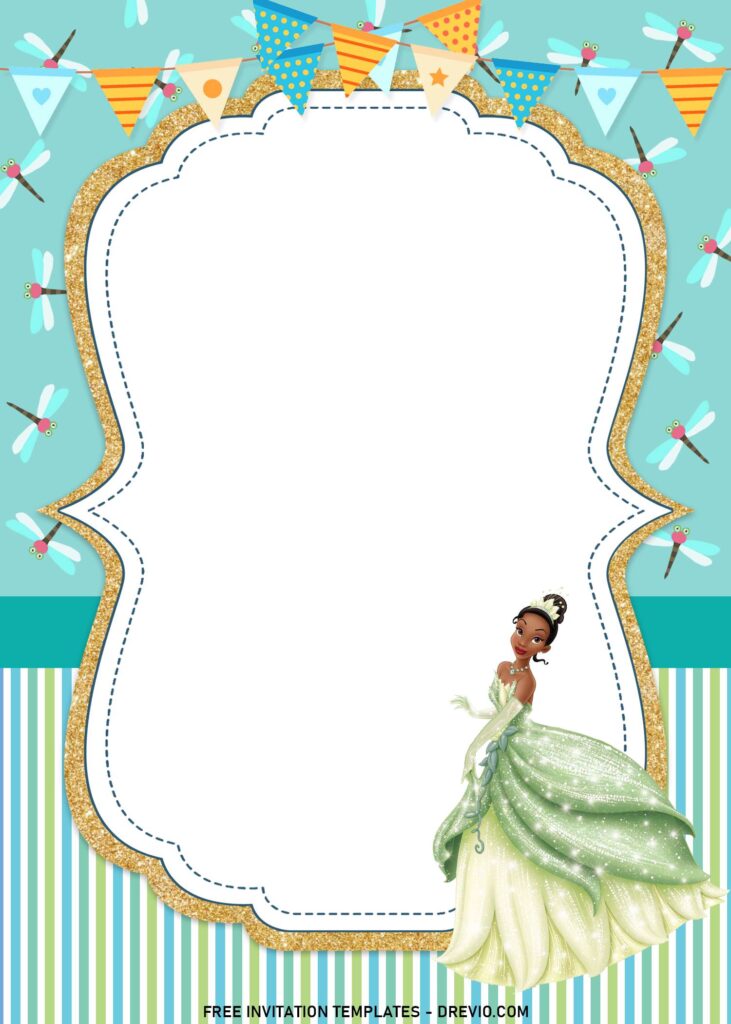 11+ Princess Tiana And The Frog Birthday Invitation Templates with party garland