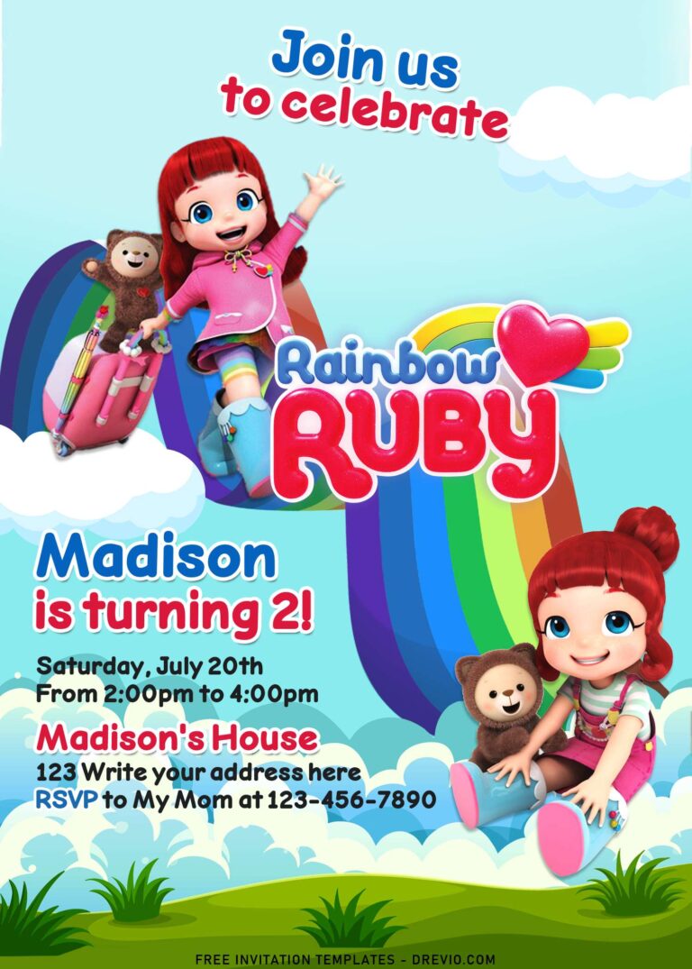 11+ Rainbow Ruby Birthday Invitation Templates For Your Daughter’s ...