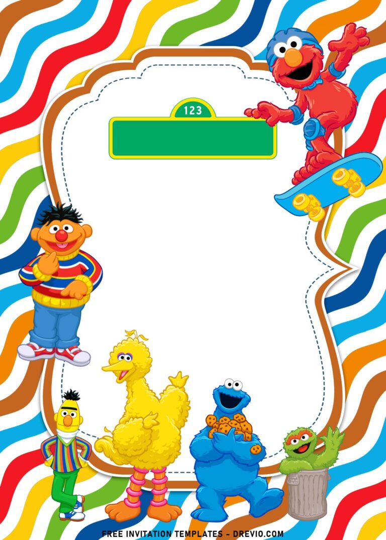 10+ Colorful Sesame Street Theme Birthday Invitation Templates For Kids ...