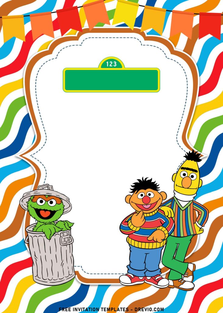 10+ Colorful Sesame Street Theme Birthday Invitation Templates For Kids with Bret