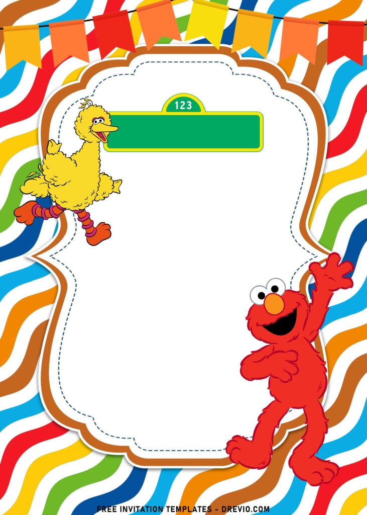 Invitation Template of 10+ Colorful Sesame Street Theme Birthday Invitation Templates For Kids 2