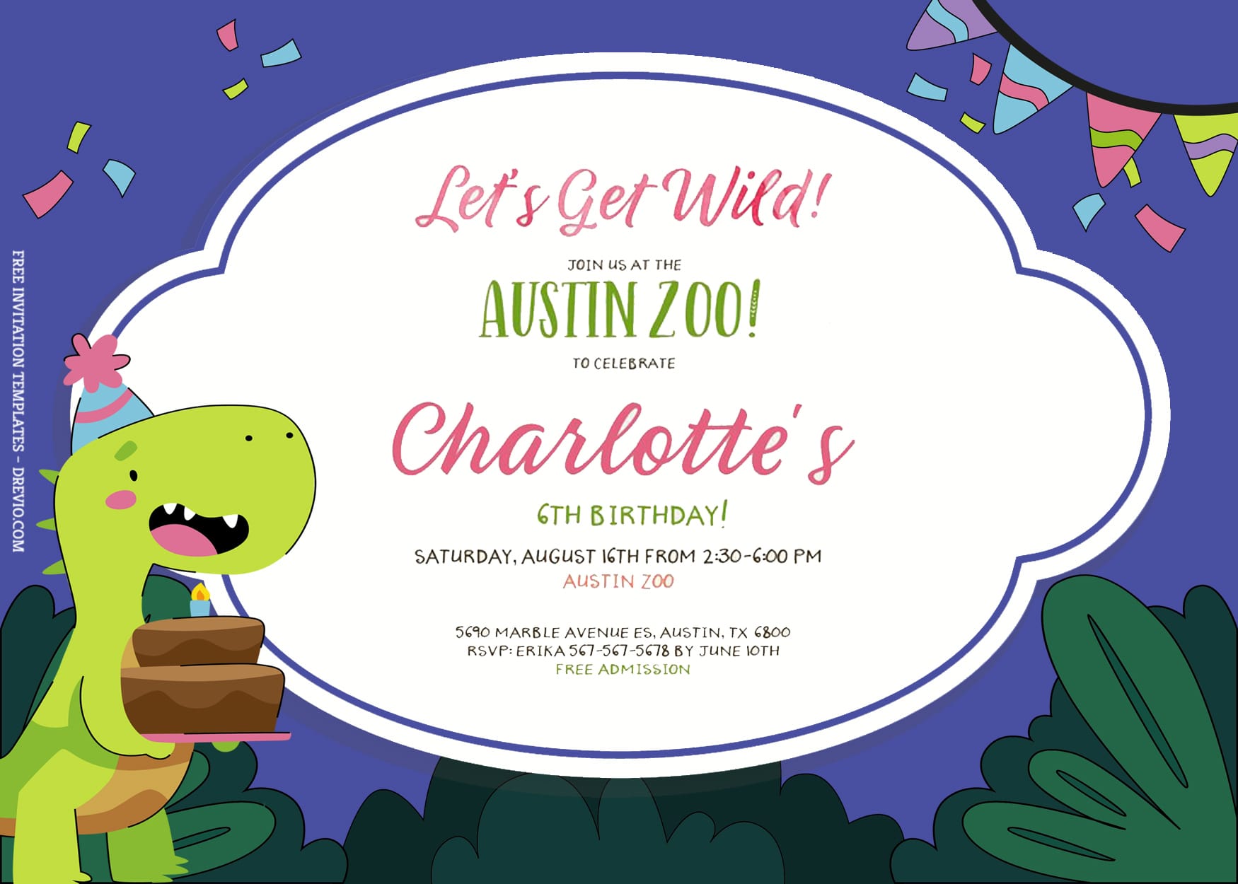 7+ Adorable Dino Cartoon Birthday Invitation Templates Title