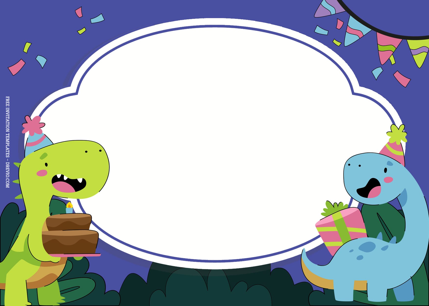 7+ Adorable Dino Cartoon Birthday Invitation Templates Type Five