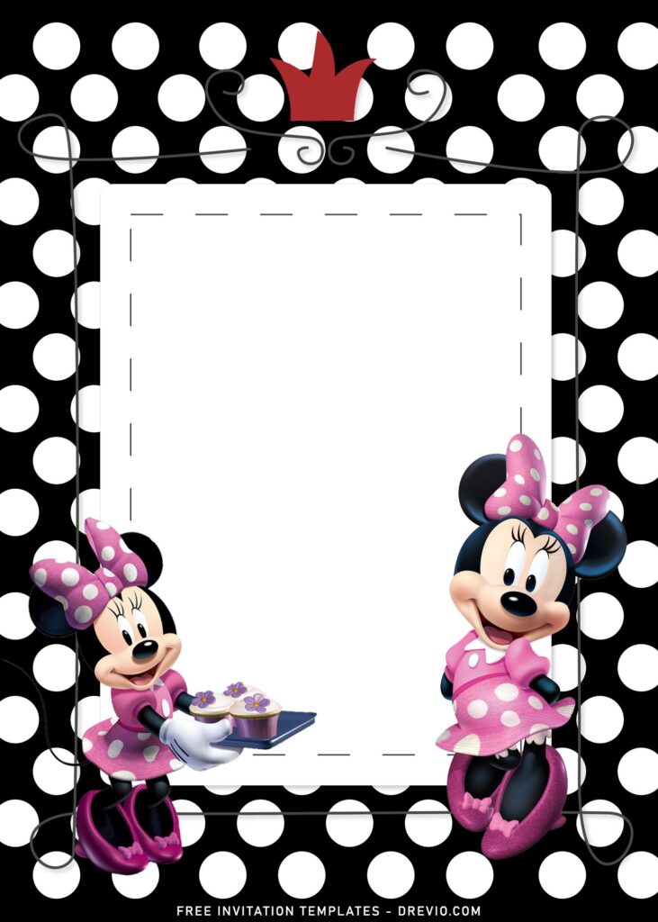 7+ Minnie Mouse Birthday Invitation Templates For Girls Birthday Of All Ages with adorable Minnie Mouse in cute pink dress