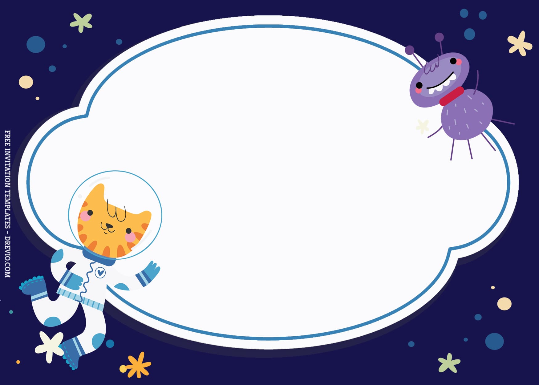 7+ Adorable Space Cat And Planets Birthday Invitation Templates Cat And Alien