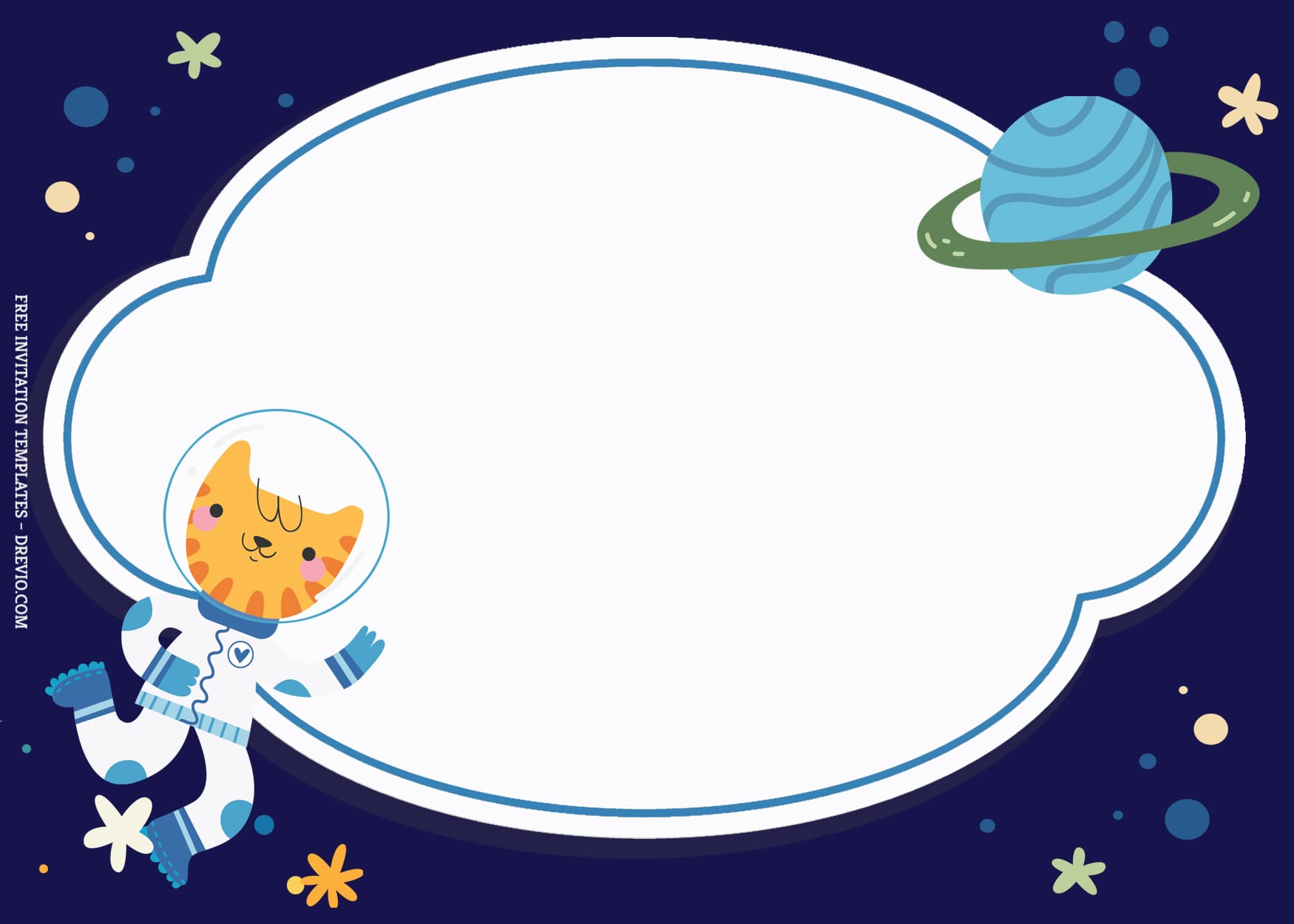 7+ Adorable Space Cat And Planets Birthday Invitation Templates Cat And Planet