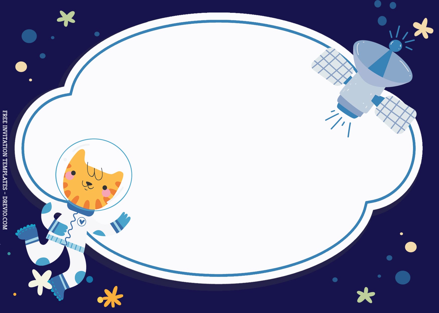 7+ Adorable Space Cat And Planets Birthday Invitation Templates Cat And Satelite