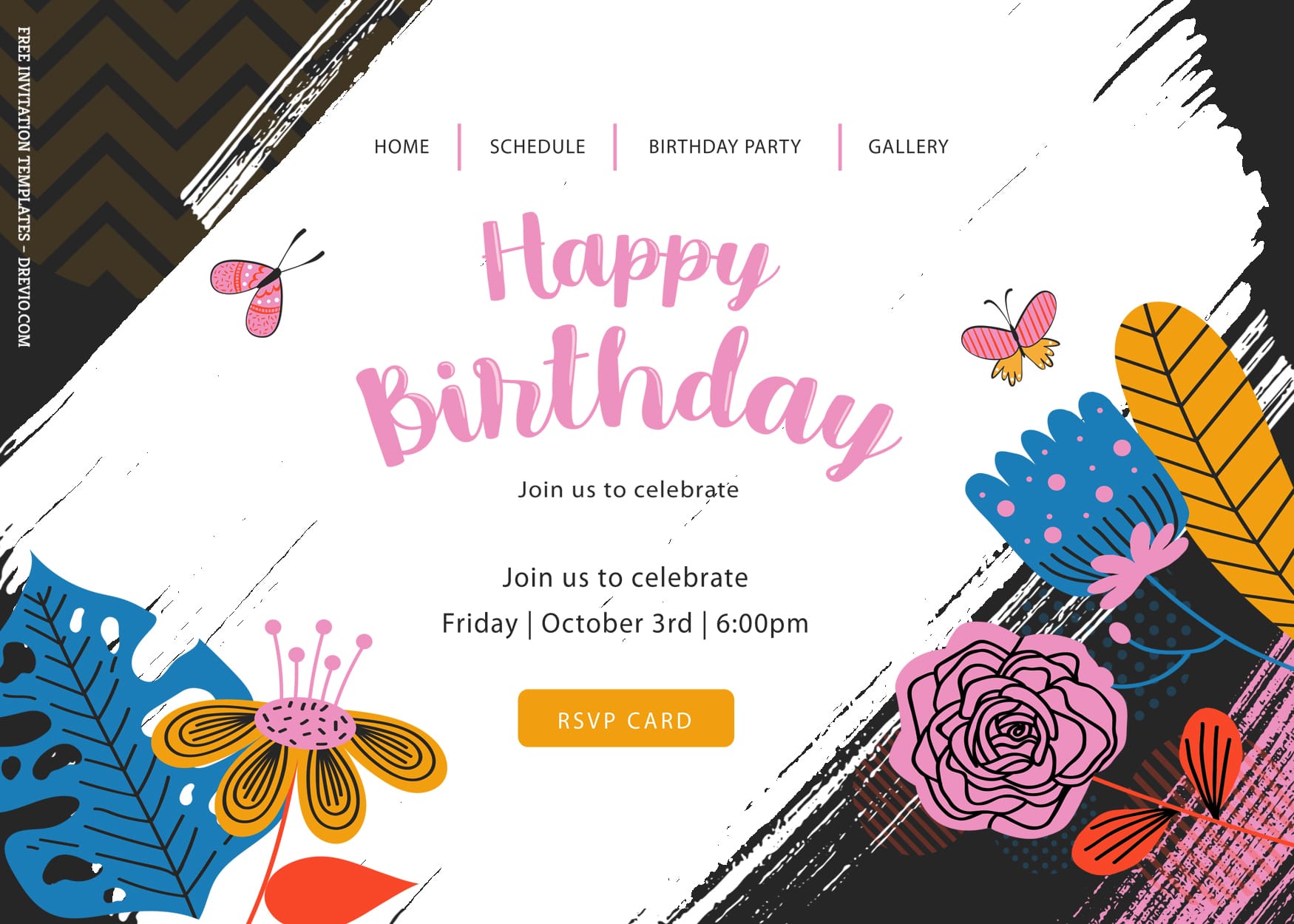 7+ Aesthetic Abstract Floral Birthday Invitation Templates Title