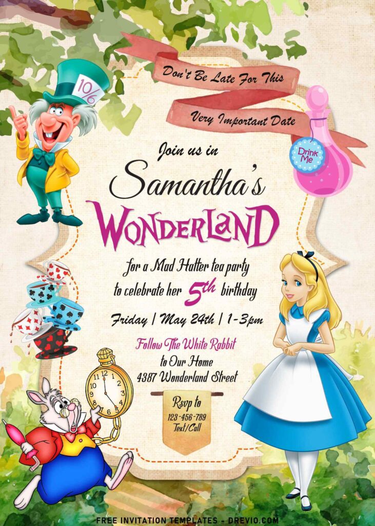 7+ Alice In Wonderland Birthday Invitation Templates
