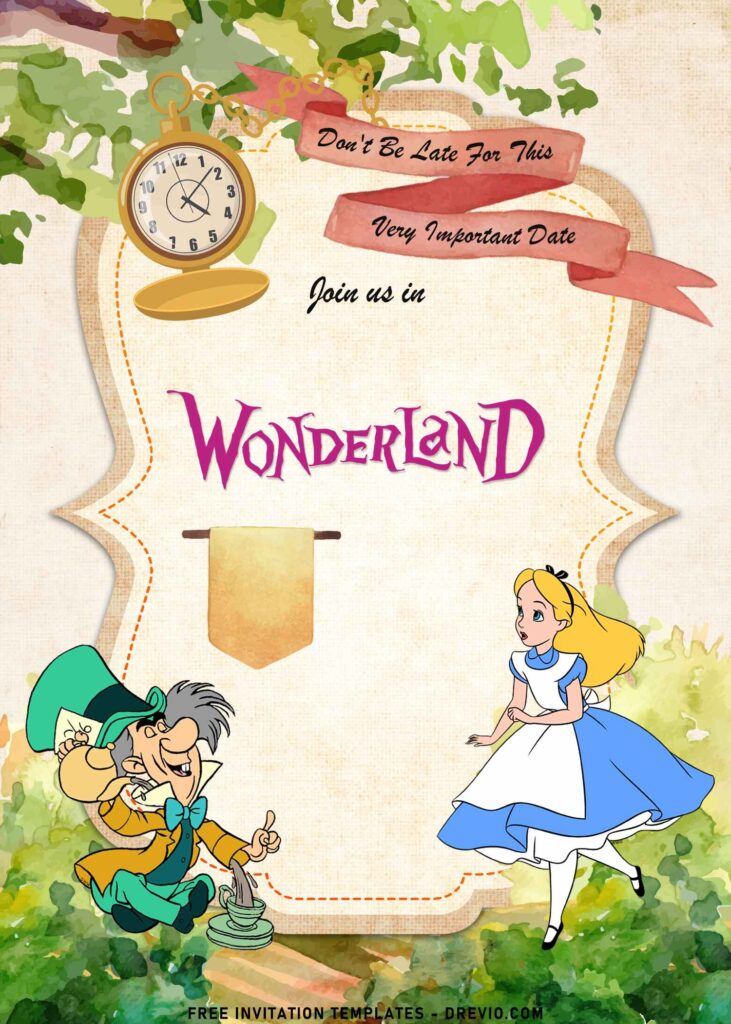 7+ Alice In Wonderland Birthday Invitation Templates with Mad Hatter