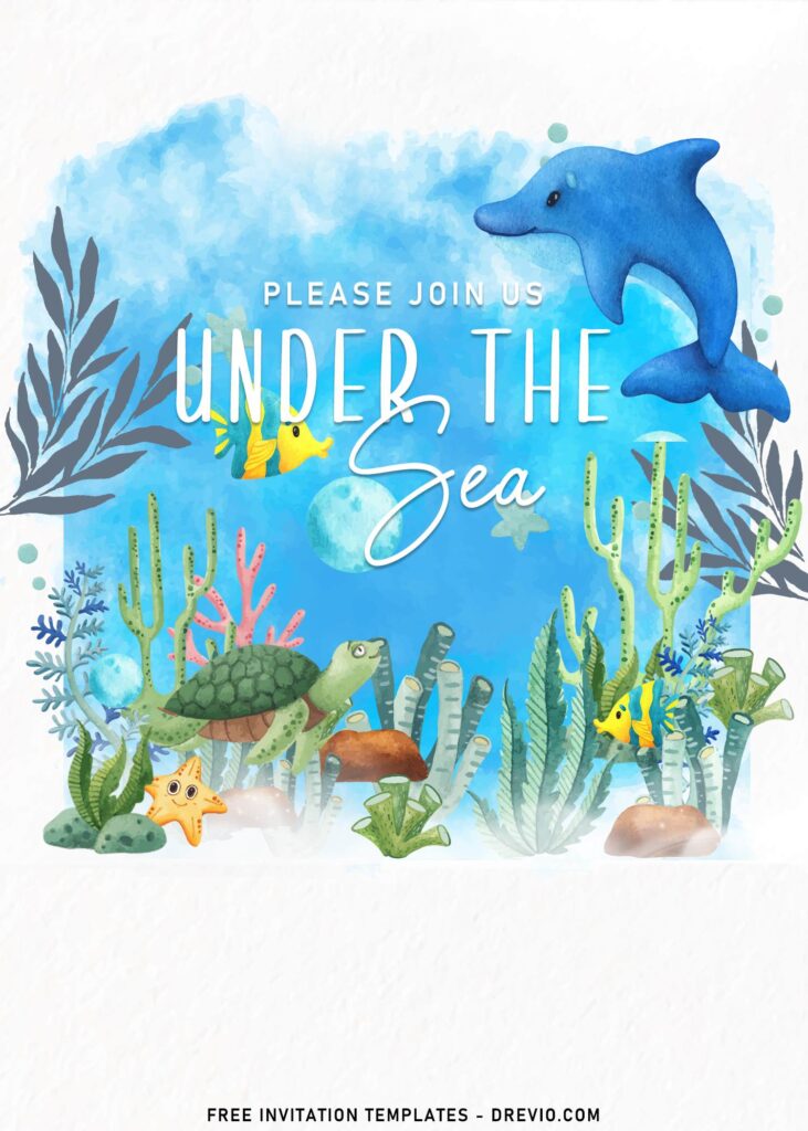 7+ Under The Sea First Birthday Invitation Templates with dolphin