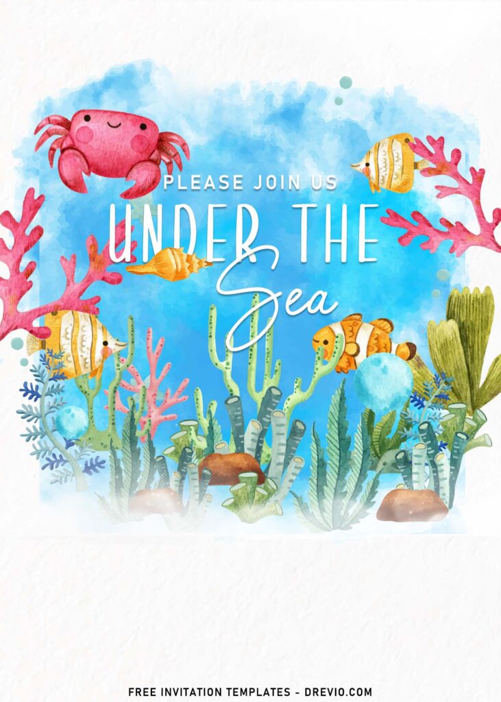 7+ Under The Sea First Birthday Invitation Templates with crab