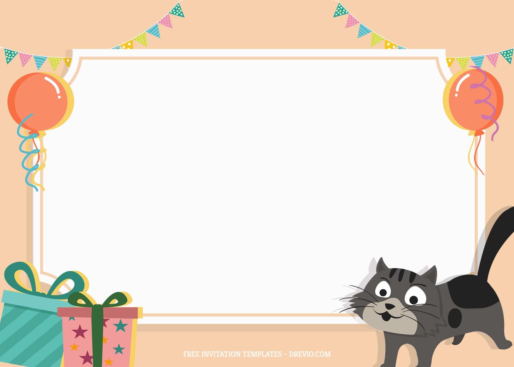 7+ Cat Meow Party Birthday Invitation Templates Grey Cat And Present