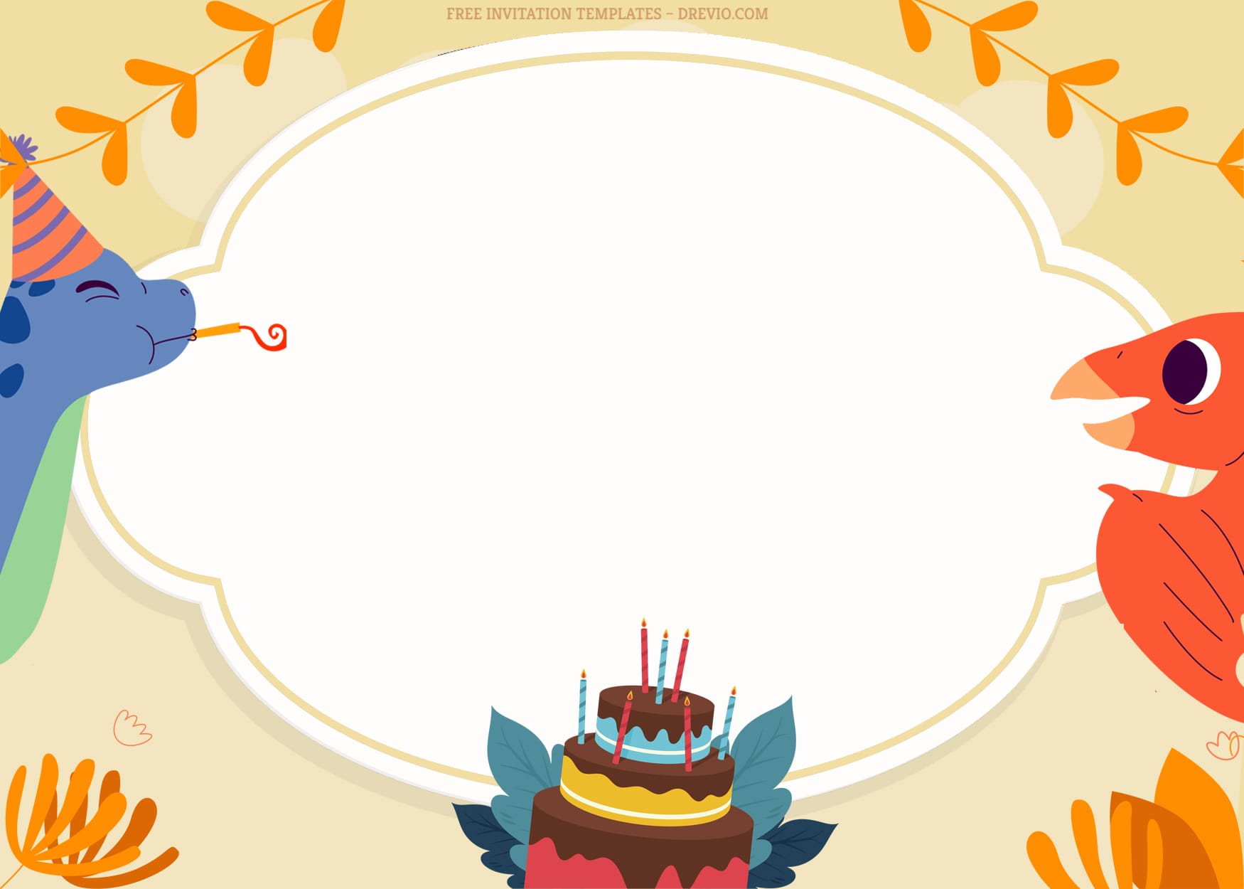 7+ Celebrating Party Dinosaur Birthday Invitation Templates With Pterodactyl And Bronto
