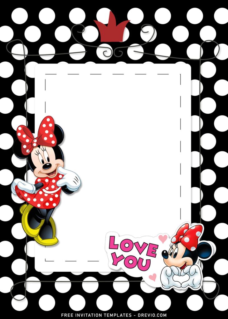 7+ Minnie Mouse Birthday Invitation Templates For Girls Birthday Of All Ages with Minnie Mouse sticker