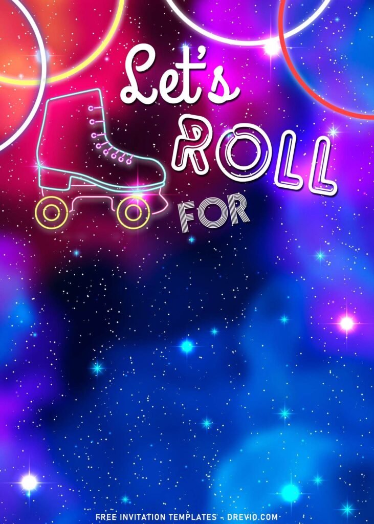 7+ Let's Roll Roller Skate Party Invitation Templates with Neon Sign