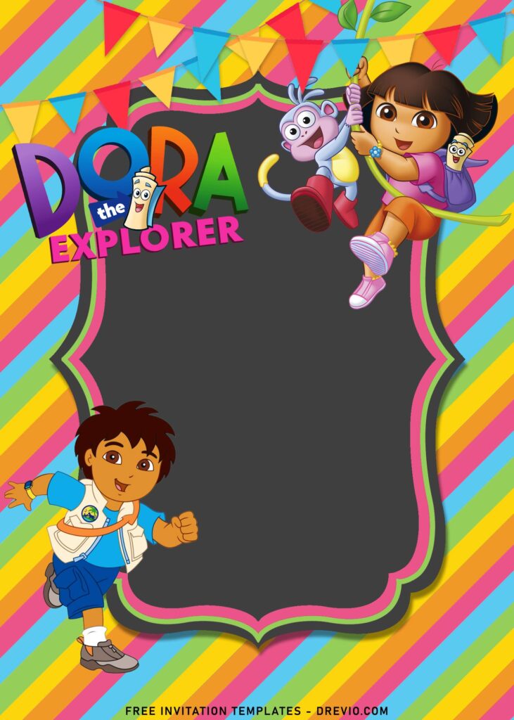 8+ Dora The Explorer Birthday Invitation Templates For Your Kid's Birthday with Diego
