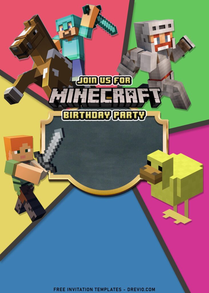7+ Epic Minecraft Birthday Invitation Templates For Boys Birthday with Minecraft Duck and Horse