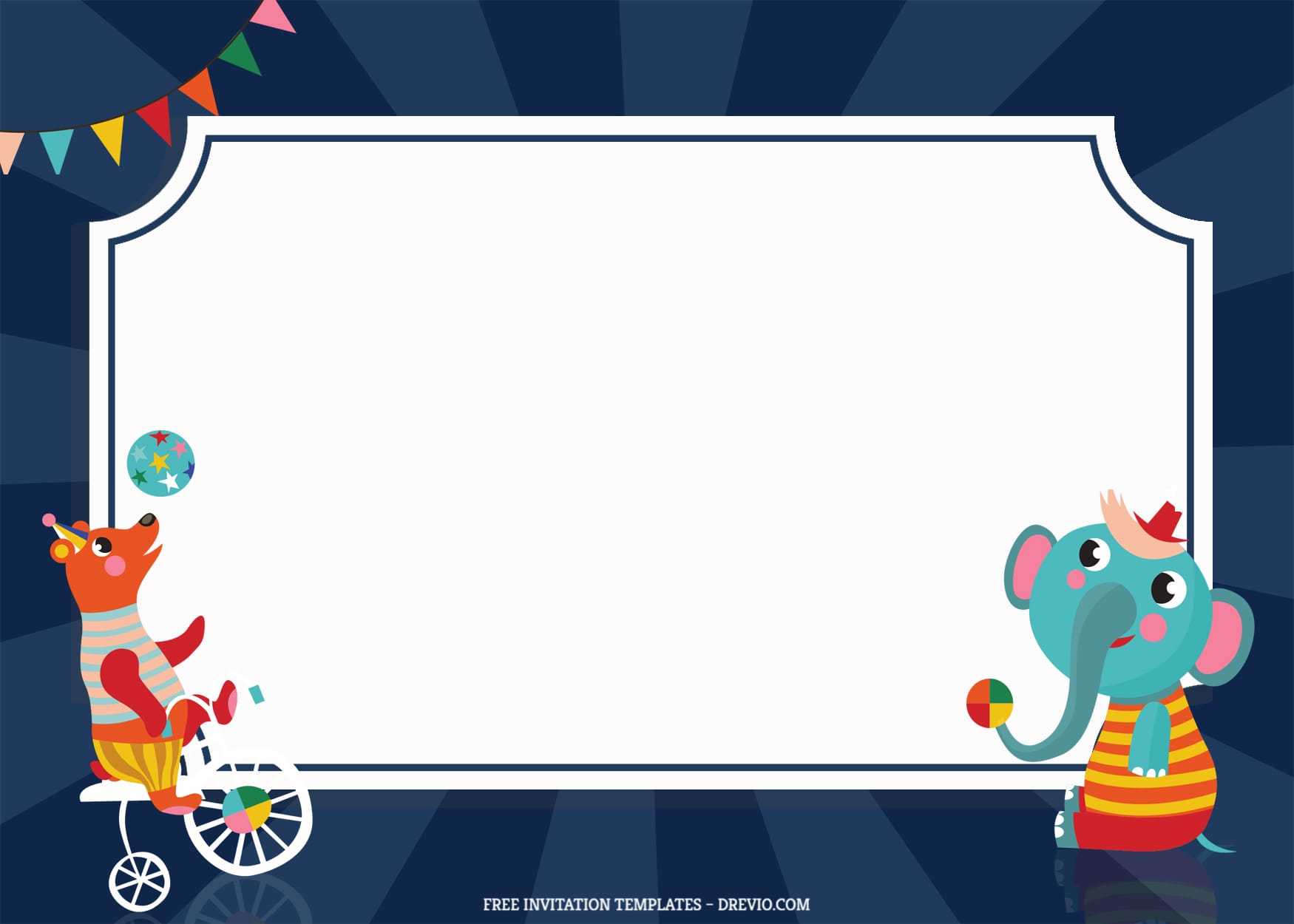 7+ Festive Carnival Party Birthday Invitation Templates With Elephant And BEar One