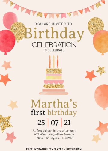 7+ Sparkling Gold Glitter Birthday Invitation Templates | Download ...