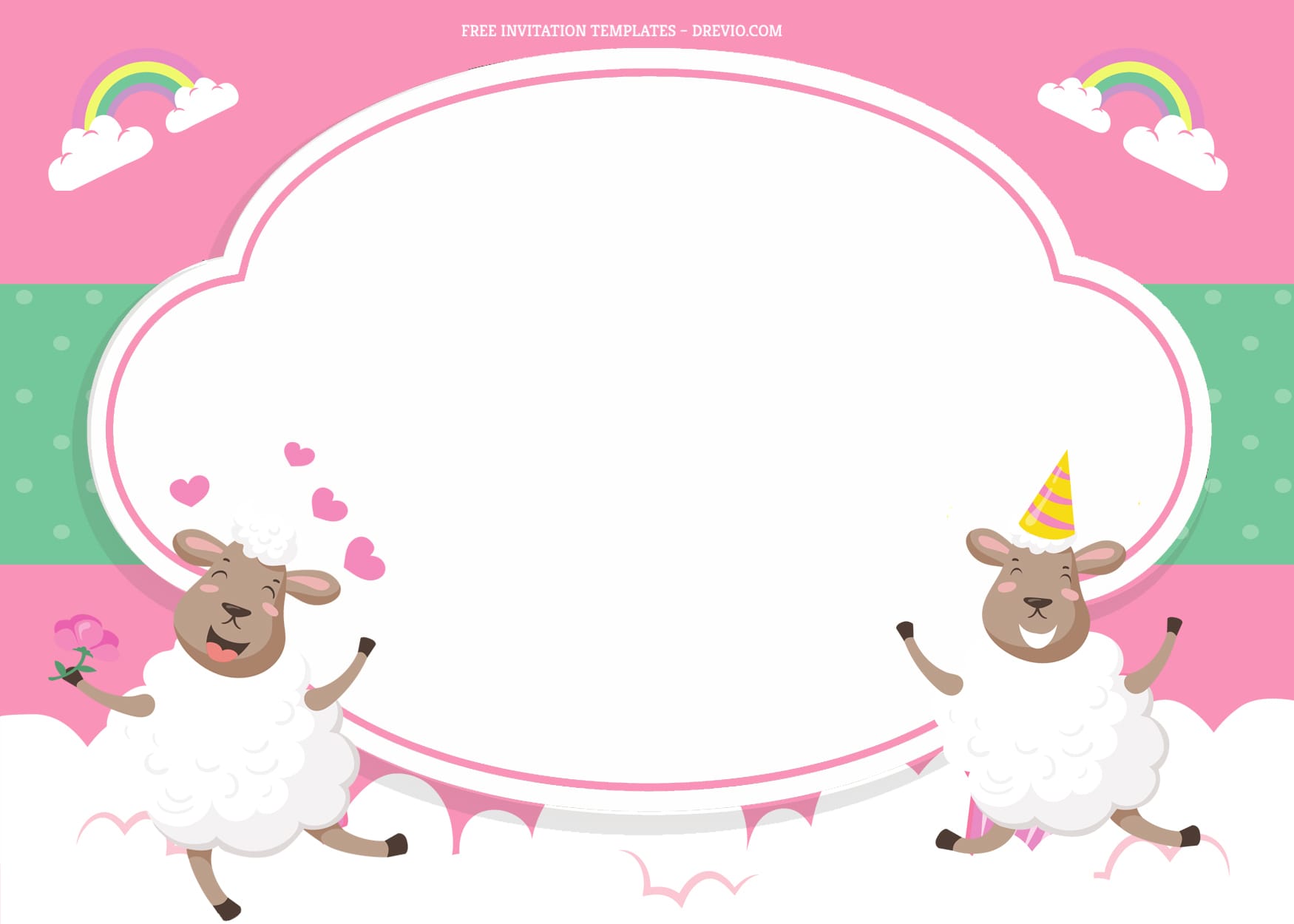 7+ Goody Sheep’s And Rainbow Birthday Invitation Templates Type four