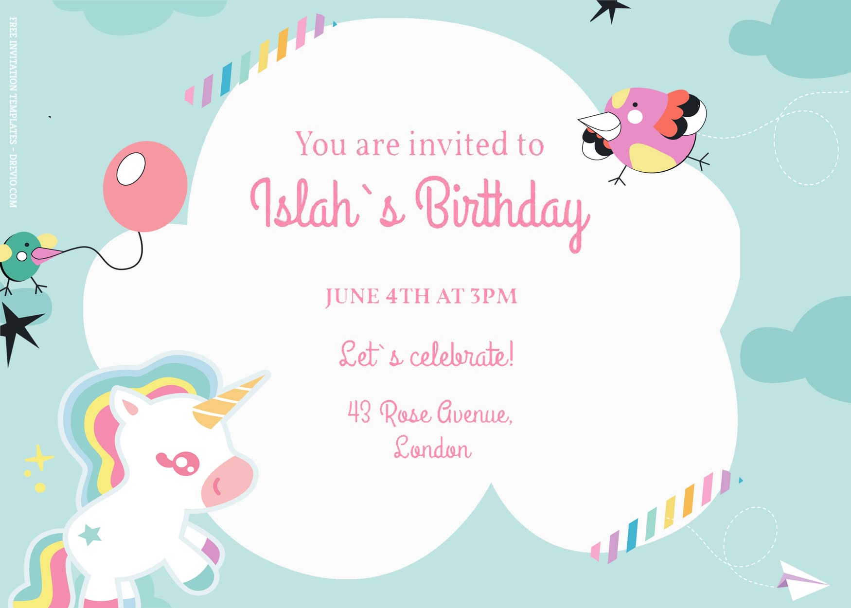 7+ Magical Unicorn Sky Birthday Invitation Templates Title