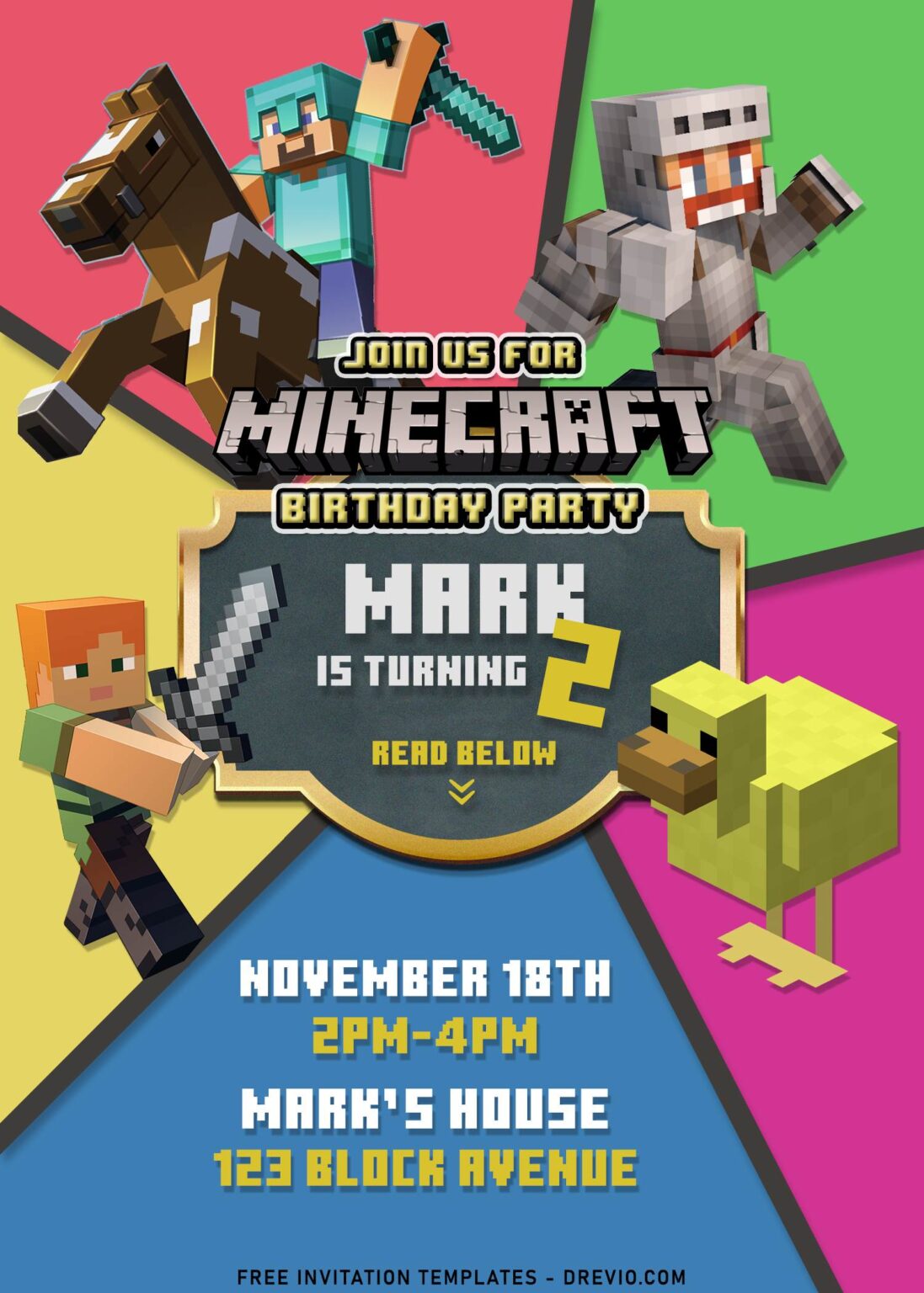 7+ Epic Minecraft Birthday Invitation Templates For Boys Birthday ...