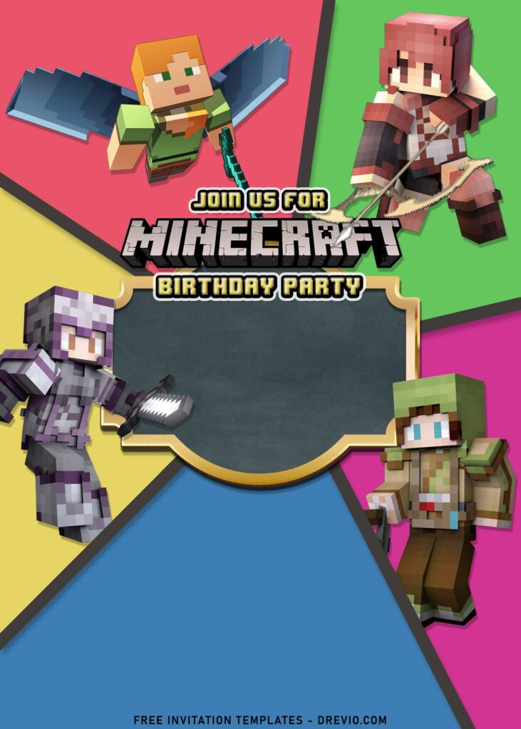 7+ Epic Minecraft Birthday Invitation Templates For Boys Birthday with cool Minecraft Characters