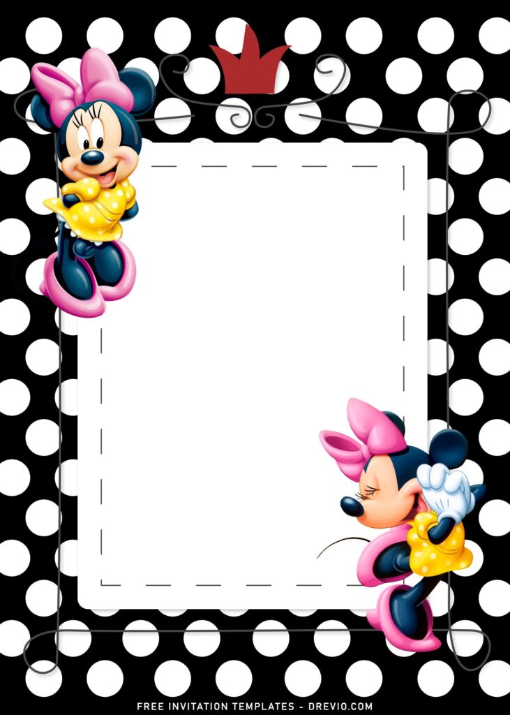 7+ Minnie Mouse Birthday Invitation Templates For Girls Birthday Of All Ages with cute text frame