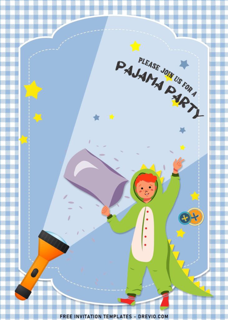 7+ Pajama Party Invitation Templates To Celebrate Your Kid's Birthday with pillow