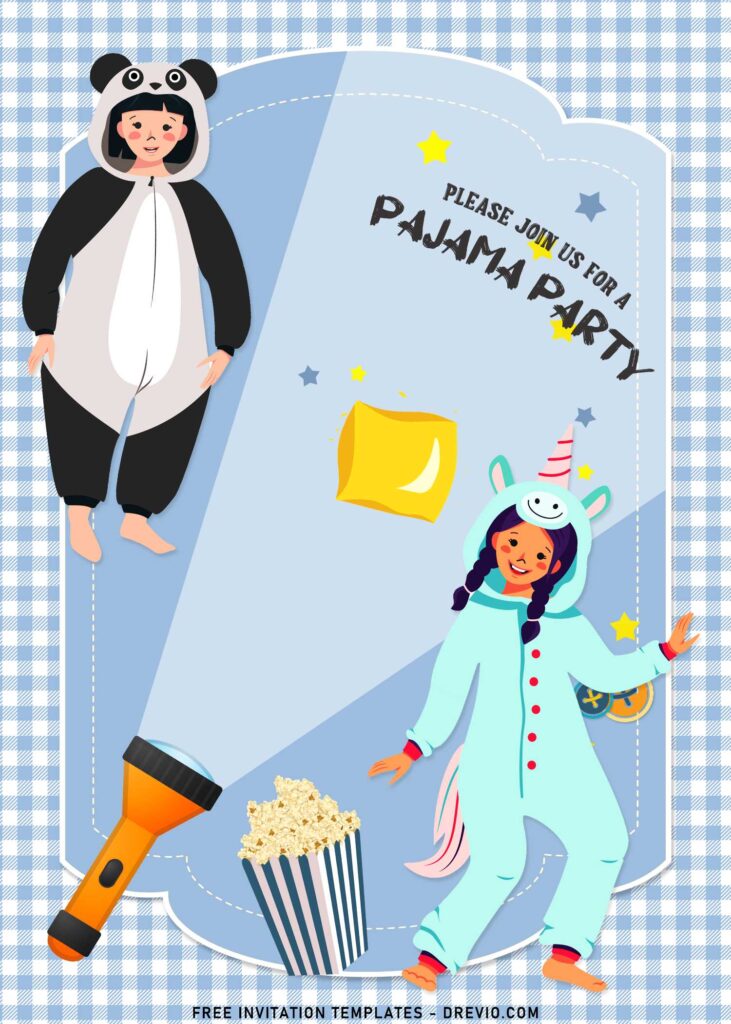 7+ Pajama Party Invitation Templates To Celebrate Your Kid's Birthday with unicorn pajama
