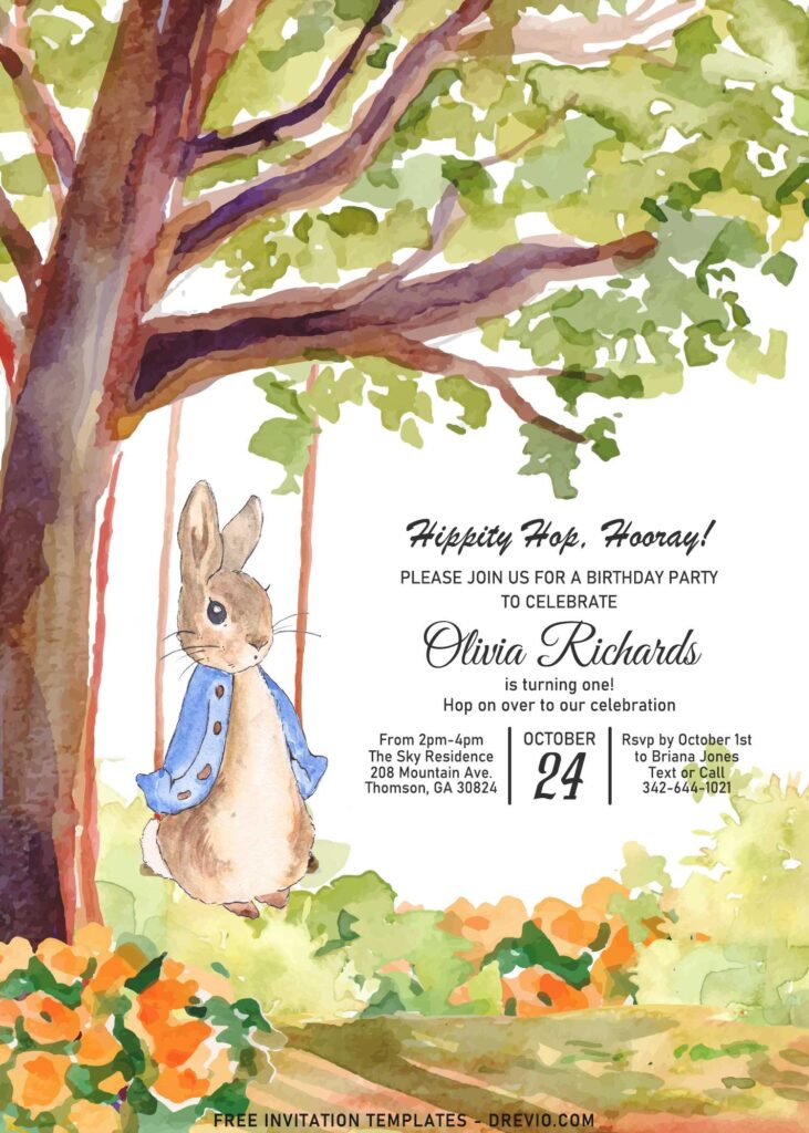 7+ Watercolor Peter The Rabbit Birthday Invitation Templates