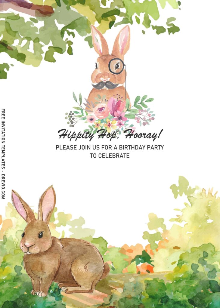 7+ Watercolor Peter The Rabbit Birthday Invitation Templates with white background