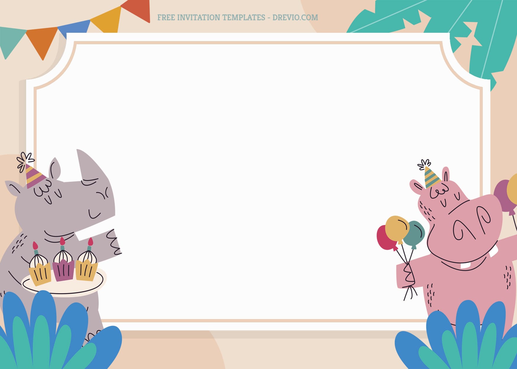 7+ Rhino Hippo Celebrating Animals Party Birthday Invitation Templates
