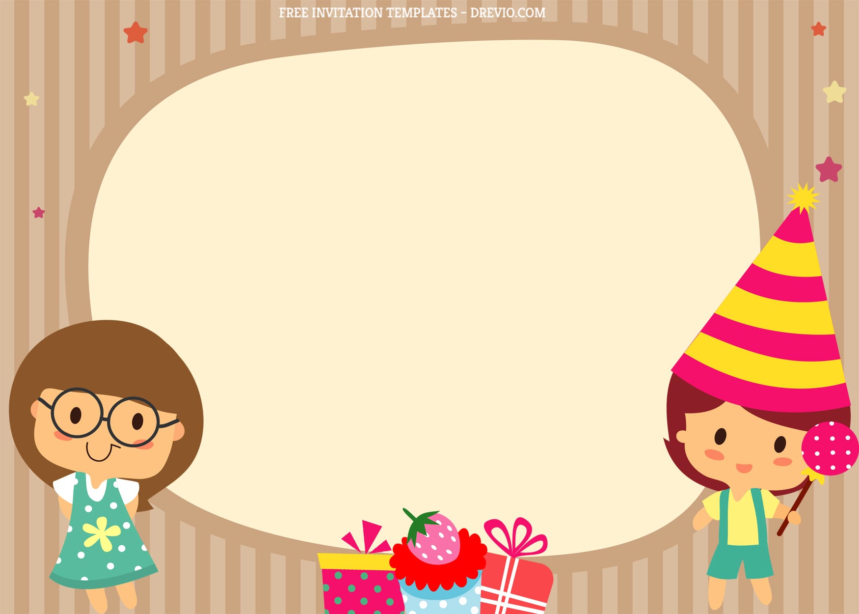 7+ Simply Cute Cartoons Birthday Invitation Templates Glasses Longhat Girl