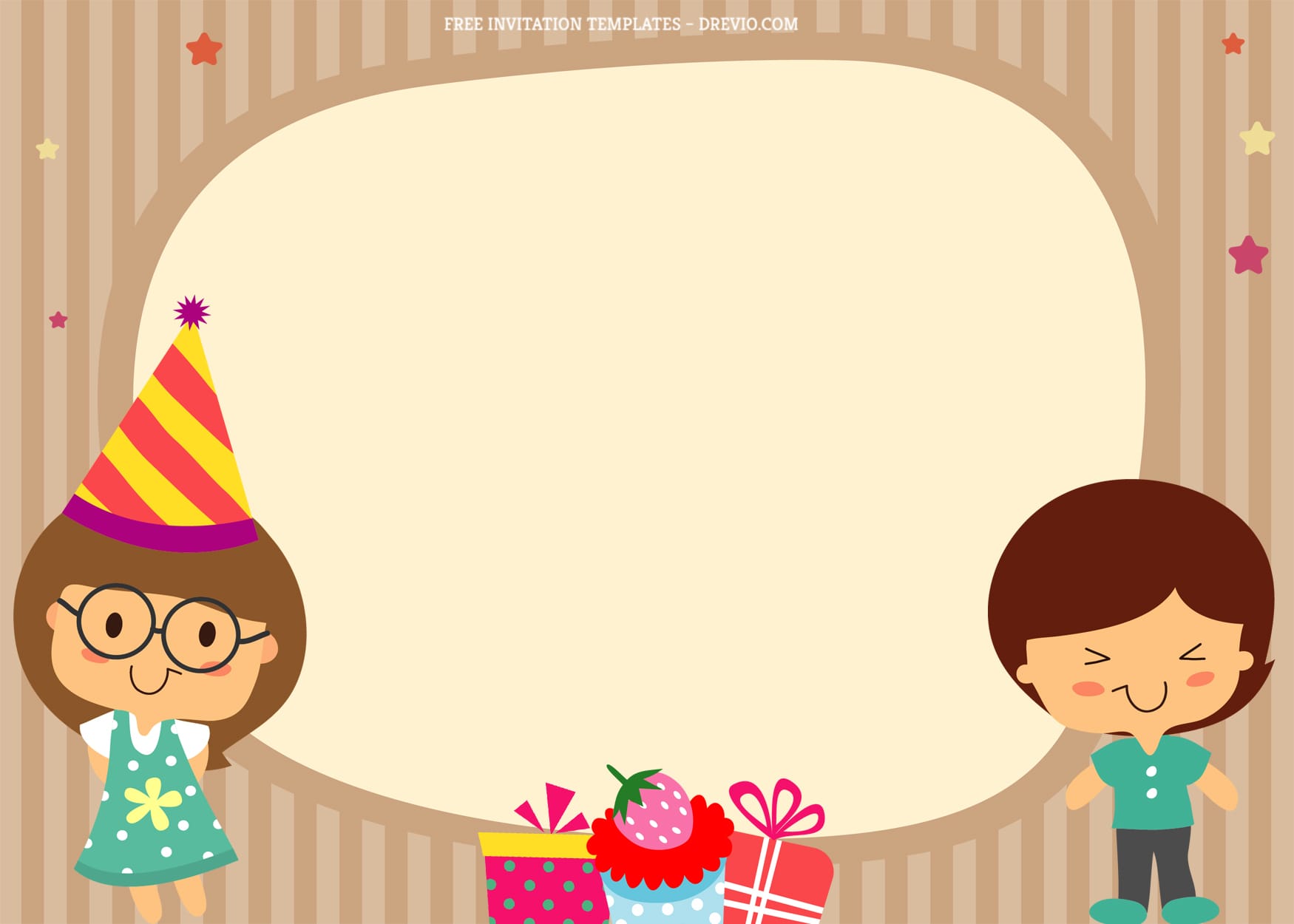 7+ Simply Cute Cartoons Birthday Invitation Templates Longhat Glasses Girl Boy