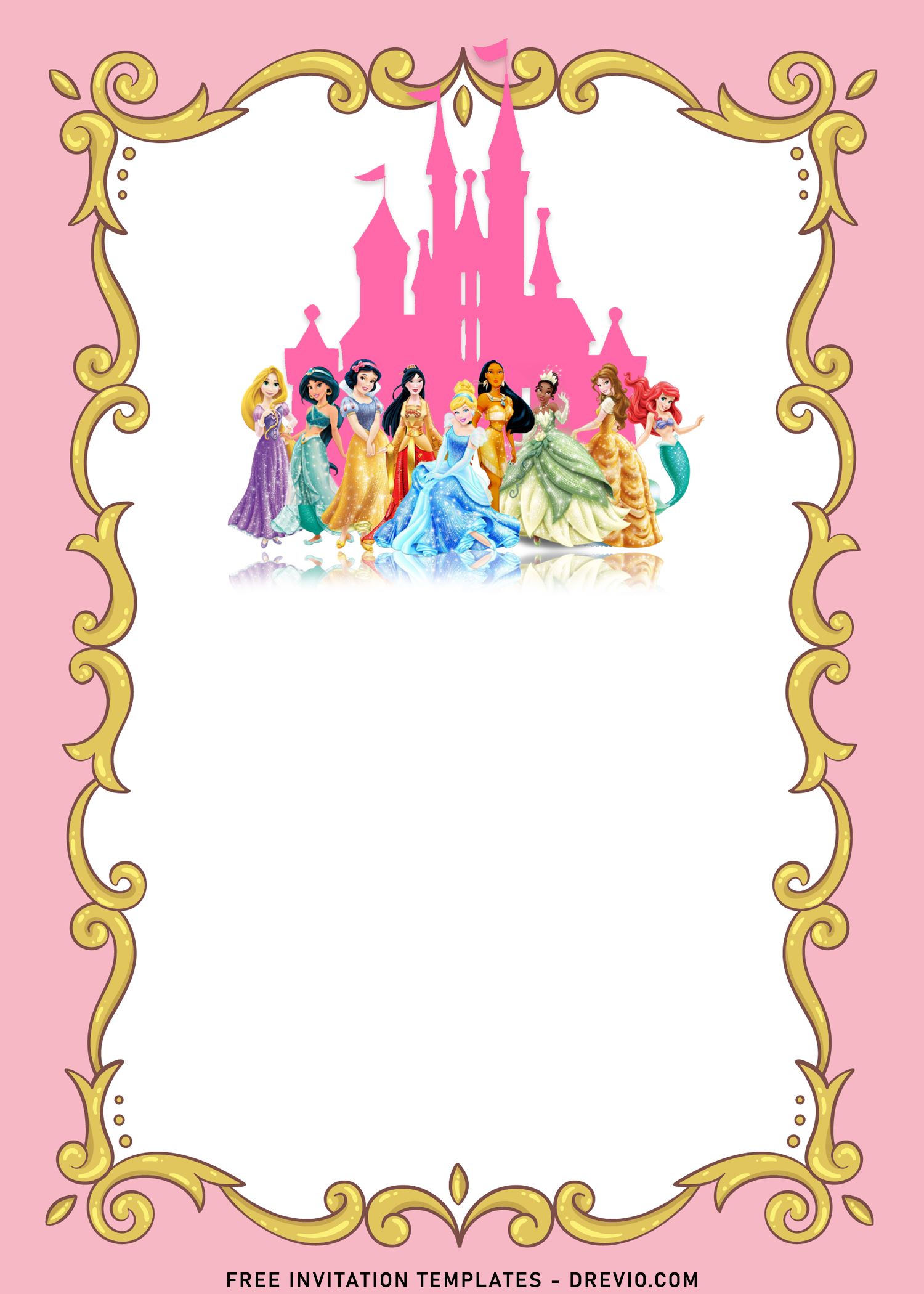 7 Vintage Disney Princess Birthday Invitation Templates Download