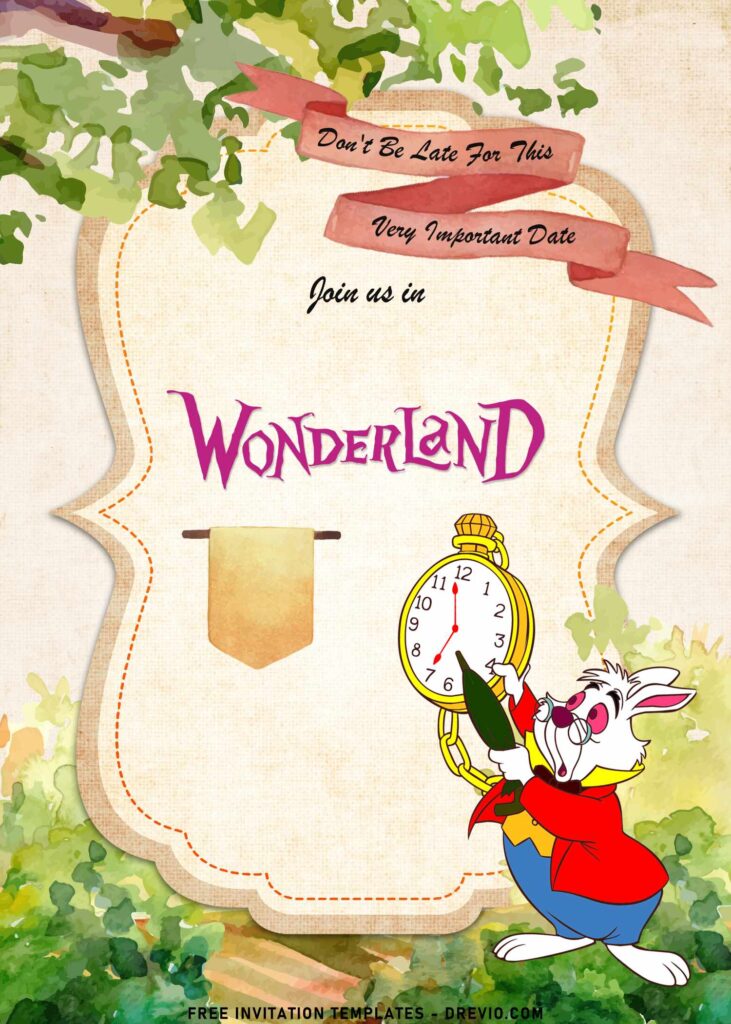 7+ Alice In Wonderland Birthday Invitation Templates with 