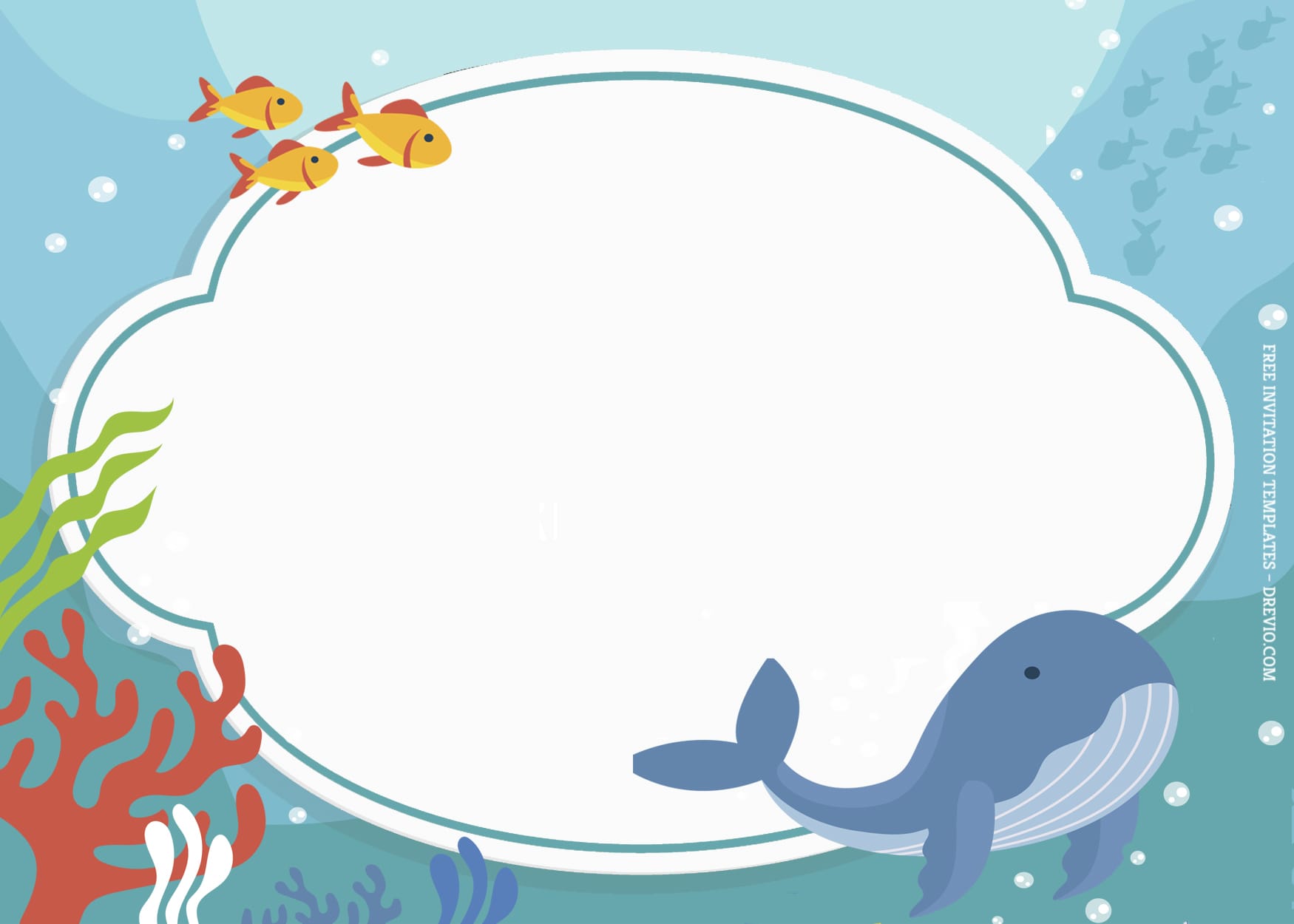 7 Under The Sea Party Birthday Invitation Templates Whale Fishes Download Hundreds FREE