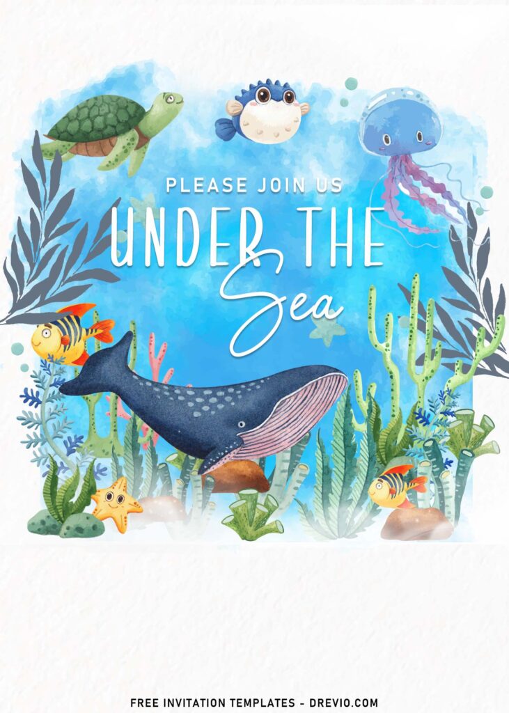 7+ Under The Sea First Birthday Invitation Templates with blue whale