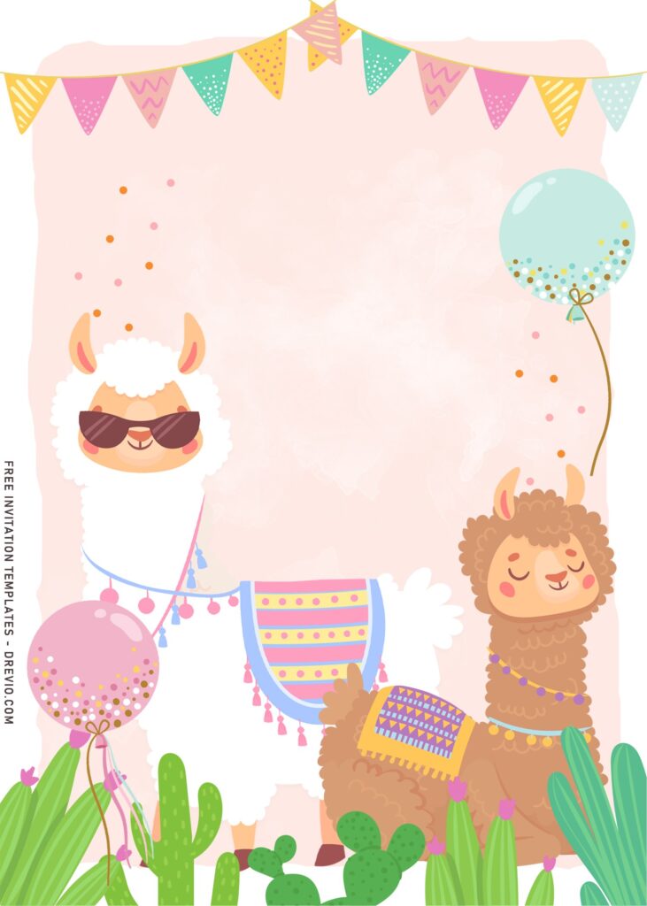 8+ Whole Llama Fun Birthday Invitation Templates For Birthday Girls with Adorable Llamas