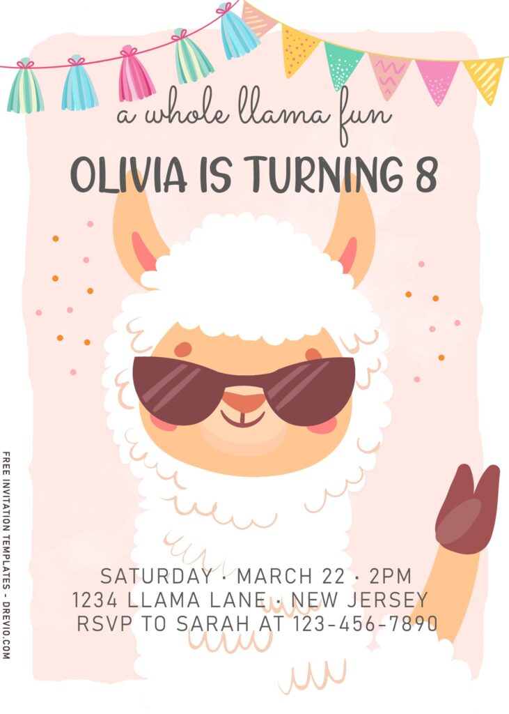 8+ Whole Llama Fun Birthday Invitation Templates For Birthday Girls