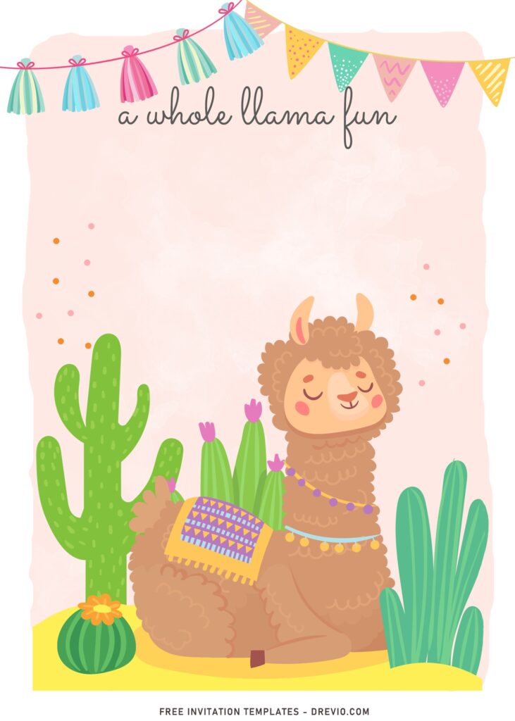 8+ Whole Llama Fun Birthday Invitation Templates For Birthday Girls with Cactus Fiesta
