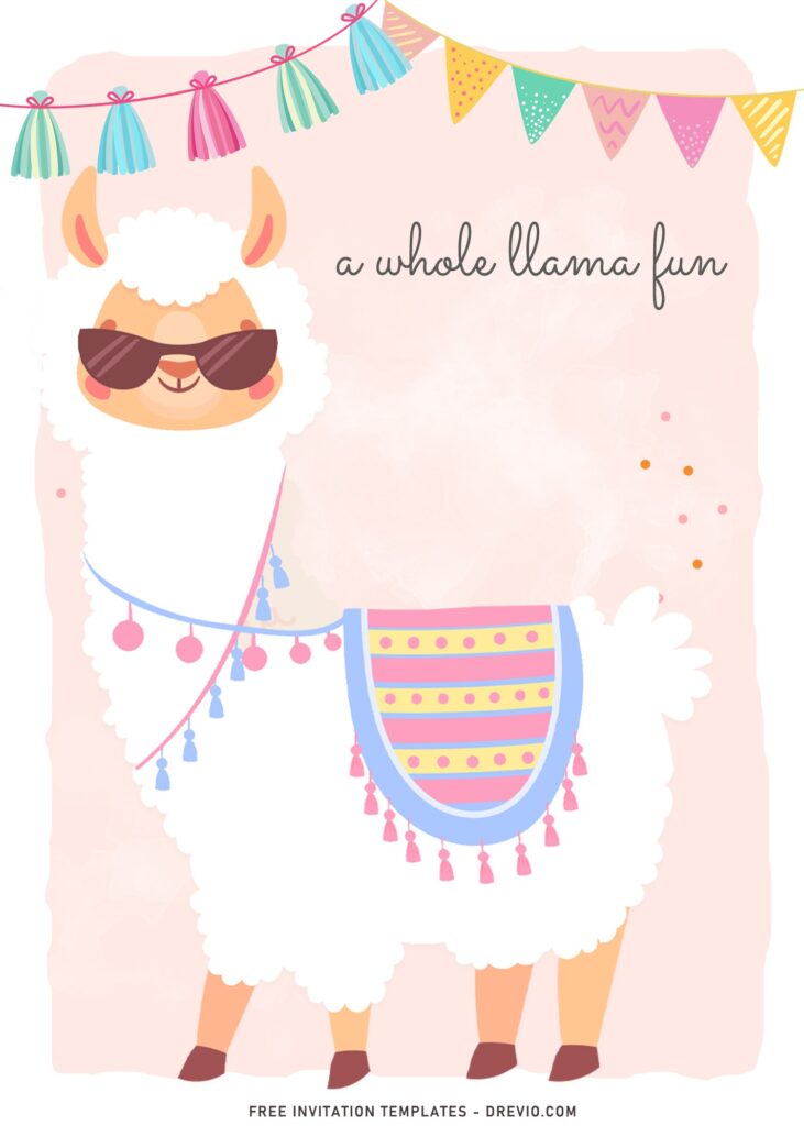 8+ Whole Llama Fun Birthday Invitation Templates For Birthday Girls with Fiesta Theme and Garland