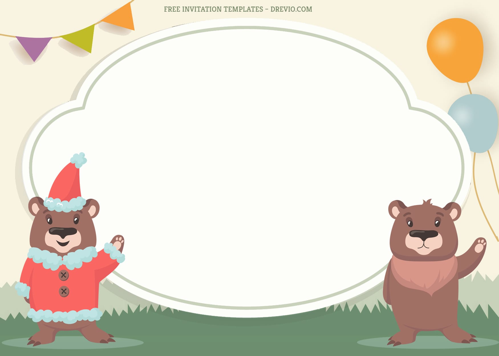 8+ Baby Bear Cartoon Birthday Invitation Templates With Winter And Waving Bear