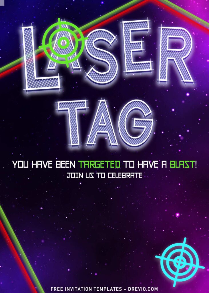 8+ Awesome Laser Tag Birthday Invitation Templates For Boys with futuristic wording text