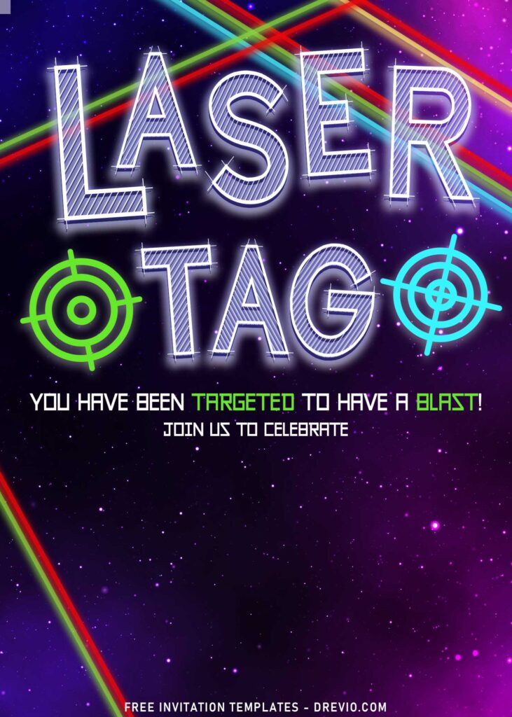 8+ Awesome Laser Tag Birthday Invitation Templates For Boys with Laser Target