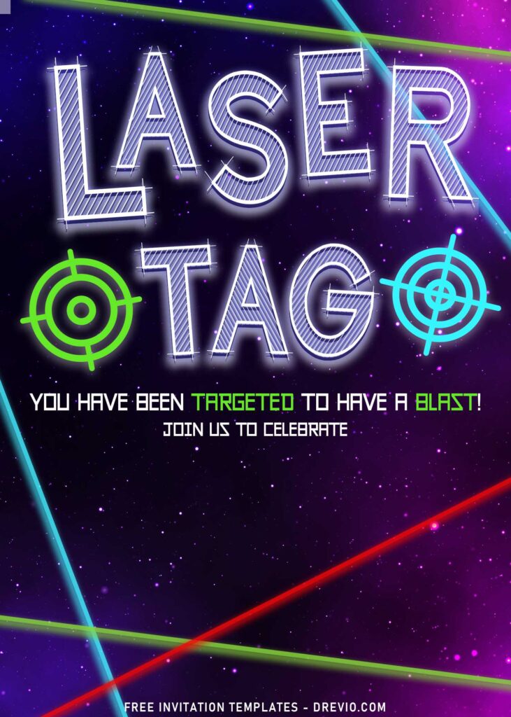 8+ Awesome Laser Tag Birthday Invitation Templates For Boys with Laser lightning