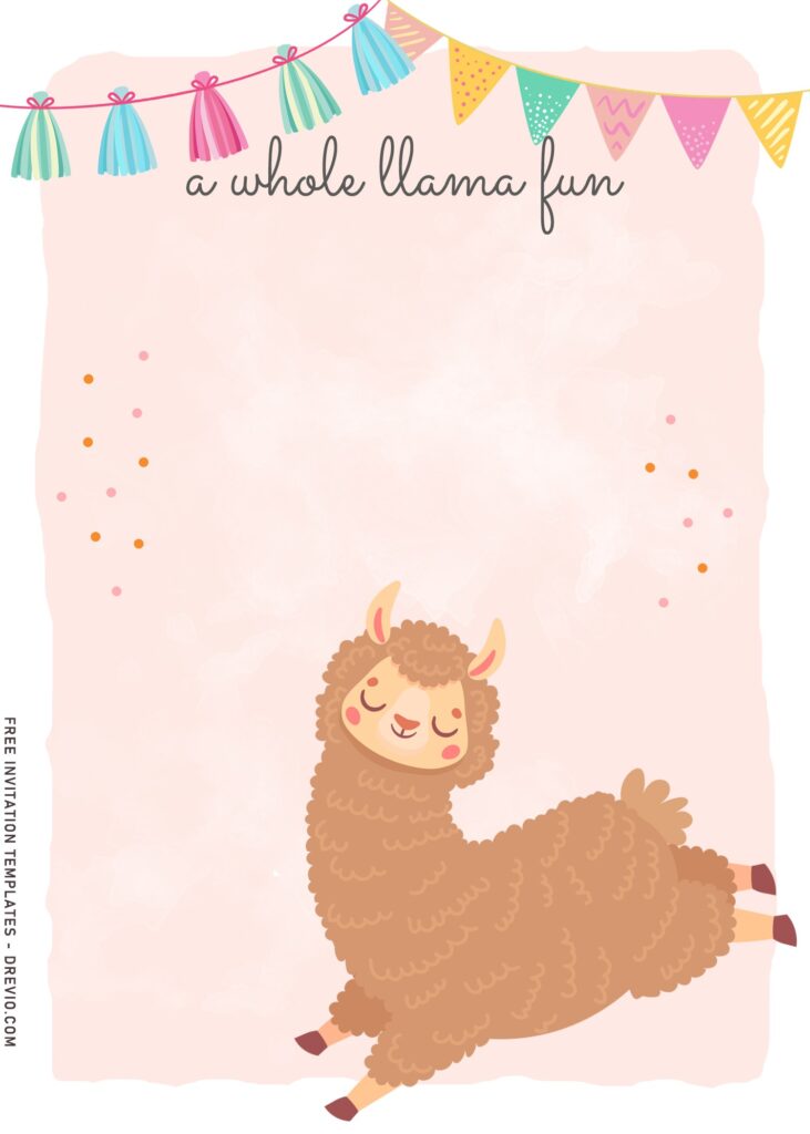 8+ Whole Llama Fun Birthday Invitation Templates For Birthday Girls with jumping Brown Llama