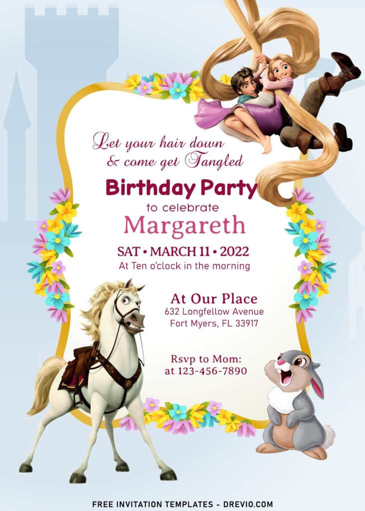 8+ Floral Rapunzel Birthday Invitation Templates